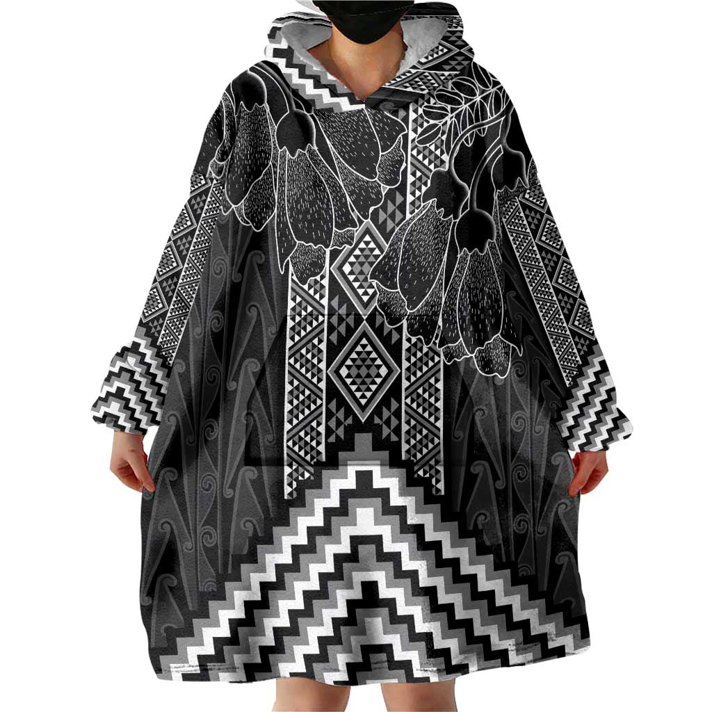 Aotearoa Taniko Pattern Wearable Blanket Hoodie Poutama Mix Kowhai Flowers