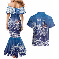 Samoa Manuia le Aso Tuto'atasi Siapo Motif Couples Matching Mermaid Dress and Hawaiian Shirt Warrior with Nifo Oti