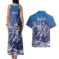 Samoa Manuia le Aso Tuto'atasi Siapo Motif Couples Matching Tank Maxi Dress and Hawaiian Shirt Warrior with Nifo Oti LT7 - Polynesian Pride