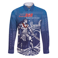 Samoa Manuia le Aso Tuto'atasi Siapo Motif Family Matching Off The Shoulder Long Sleeve Dress and Hawaiian Shirt Warrior with Nifo Oti