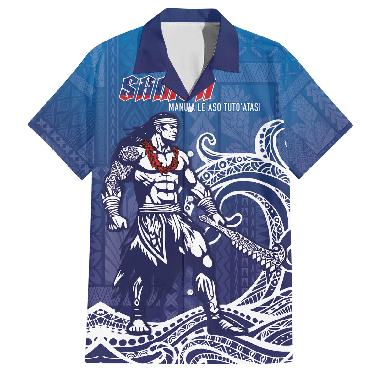 Samoa Manuia le Aso Tuto'atasi Siapo Motif Family Matching Short Sleeve Bodycon Dress and Hawaiian Shirt Warrior with Nifo Oti