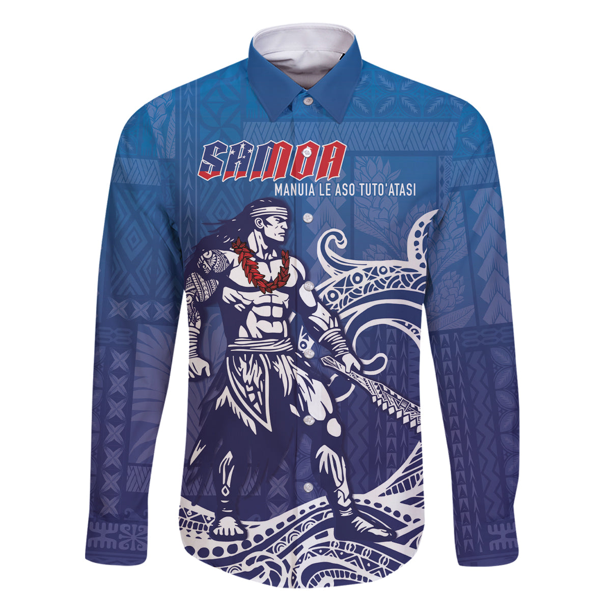 Samoa Manuia le Aso Tuto'atasi Siapo Motif Family Matching Summer Maxi Dress and Hawaiian Shirt Warrior with Nifo Oti