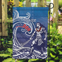 Samoa Manuia le Aso Tuto'atasi Siapo Motif Garden Flag Warrior with Nifo Oti LT7 Garden Flag Blue - Polynesian Pride