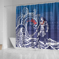 Samoa Manuia le Aso Tuto'atasi Siapo Motif Shower Curtain Warrior with Nifo Oti