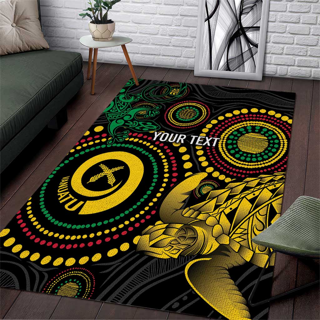 Vanuatu Personalized Aboriginal Arts Area Rug Turtle and Iguana Special - Polynesian Pride