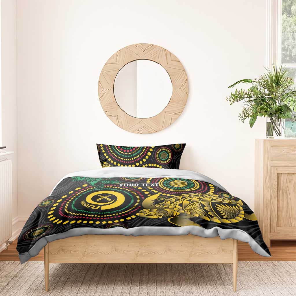 Vanuatu Personalized Aboriginal Arts Bedding Set Turtle and Iguana Special - Polynesian Pride