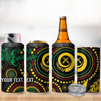 Vanuatu Personalized Aboriginal Arts 4 in 1 Can Cooler Tumbler Turtle and Iguana Special - Polynesian Pride