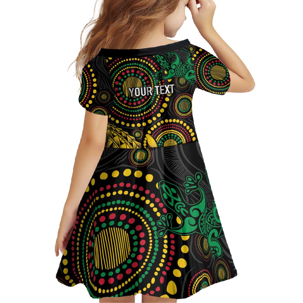 Vanuatu Personalized Aboriginal Arts Family Matching Long Sleeve Bodycon Dress and Hawaiian Shirt Turtle and Iguana Special LT7 - Polynesian Pride