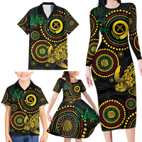 Vanuatu Personalized Aboriginal Arts Family Matching Long Sleeve Bodycon Dress and Hawaiian Shirt Turtle and Iguana Special LT7 - Polynesian Pride