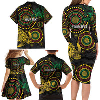 Vanuatu Personalized Aboriginal Arts Family Matching Long Sleeve Bodycon Dress and Hawaiian Shirt Turtle and Iguana Special LT7 - Polynesian Pride