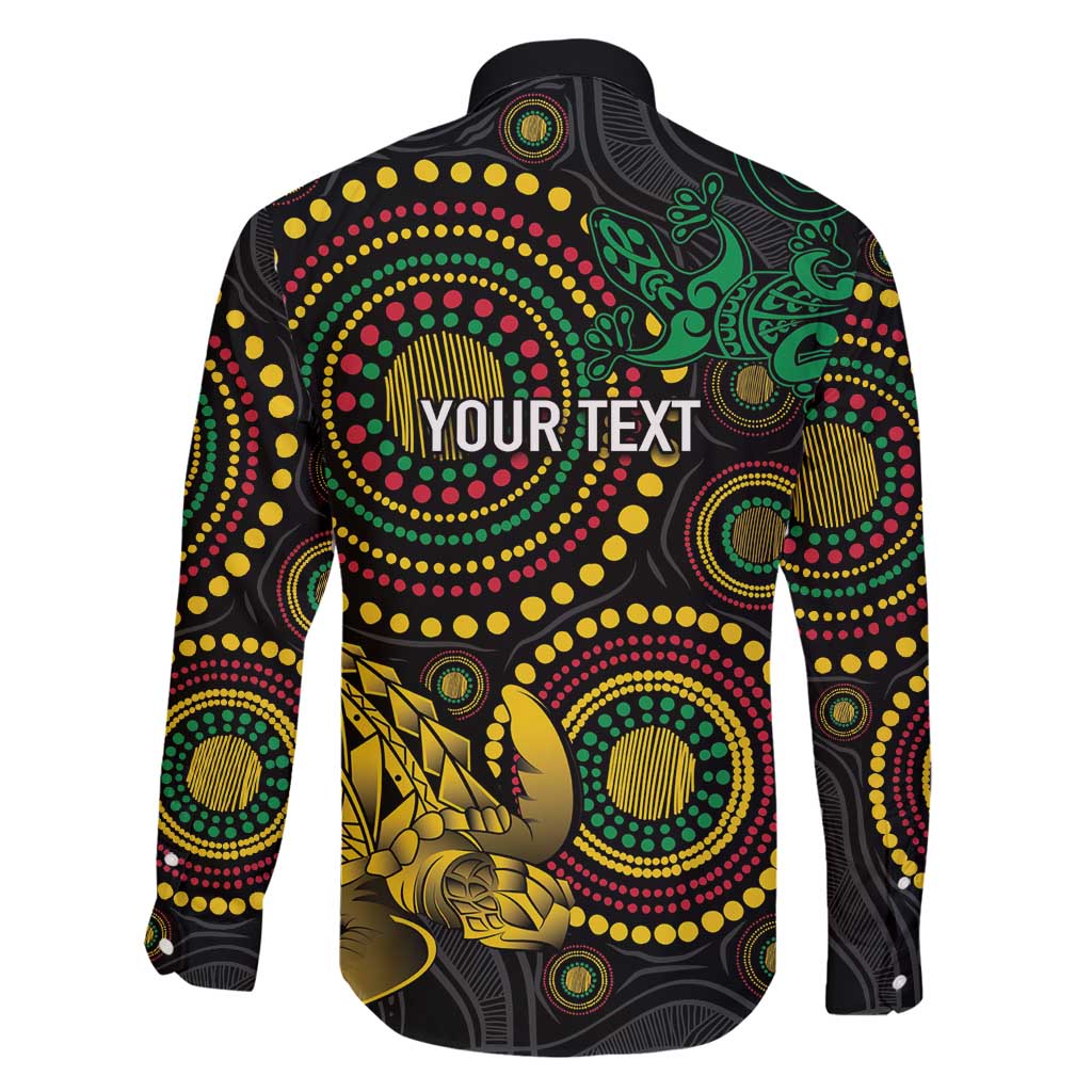 Vanuatu Personalized Aboriginal Arts Family Matching Long Sleeve Bodycon Dress and Hawaiian Shirt Turtle and Iguana Special LT7 - Polynesian Pride