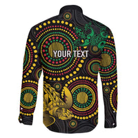 Vanuatu Personalized Aboriginal Arts Family Matching Long Sleeve Bodycon Dress and Hawaiian Shirt Turtle and Iguana Special LT7 - Polynesian Pride