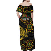 Vanuatu Personalized Aboriginal Arts Family Matching Off Shoulder Maxi Dress and Hawaiian Shirt Turtle and Iguana Special - Polynesian Pride