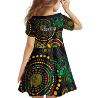 Vanuatu Personalized Aboriginal Arts Family Matching Short Sleeve Bodycon Dress and Hawaiian Shirt Turtle and Iguana Special - Polynesian Pride