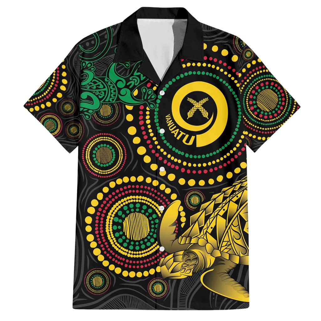 Vanuatu Personalized Aboriginal Arts Hawaiian Shirt Turtle and Iguana Special - Polynesian Pride