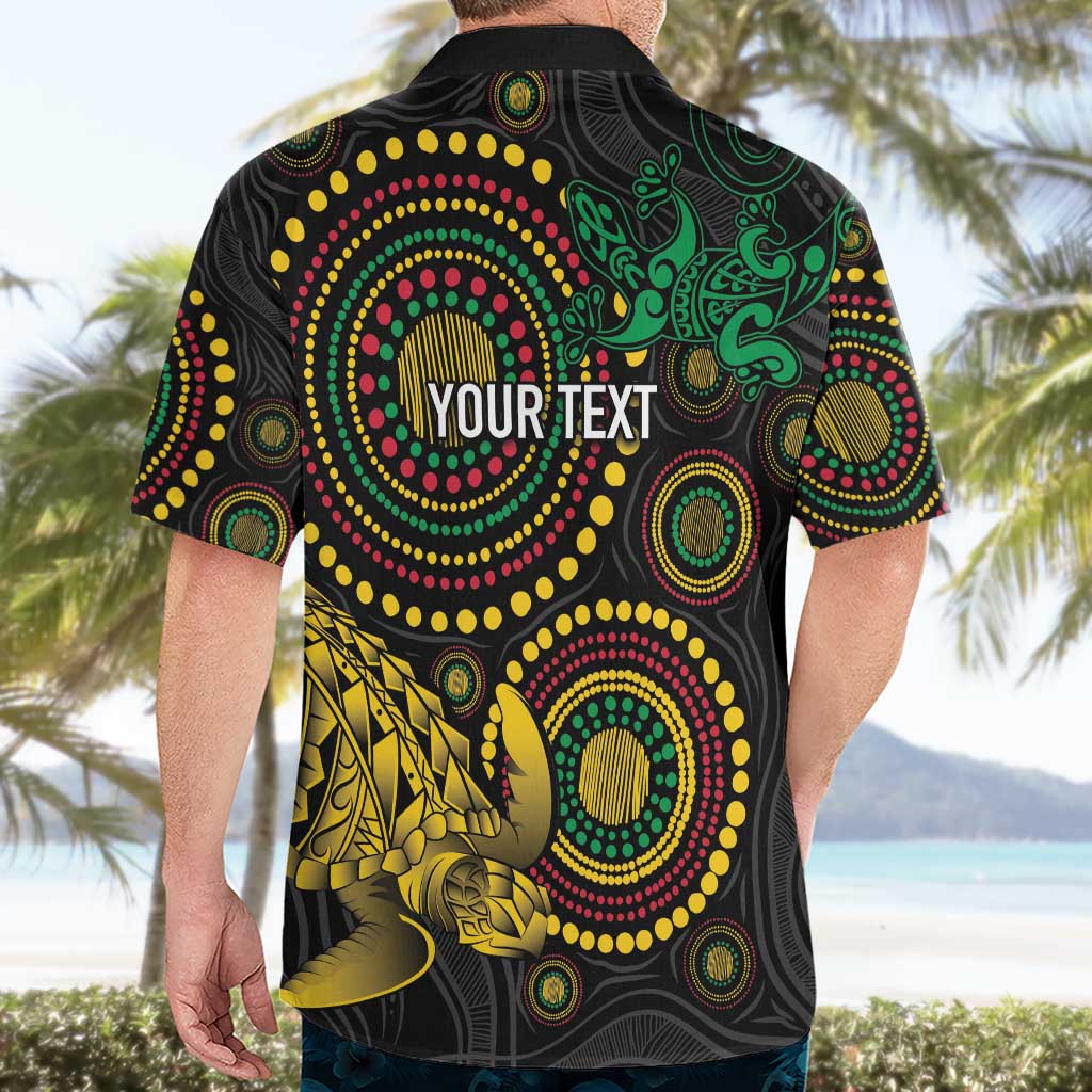 Vanuatu Personalized Aboriginal Arts Hawaiian Shirt Turtle and Iguana Special - Polynesian Pride