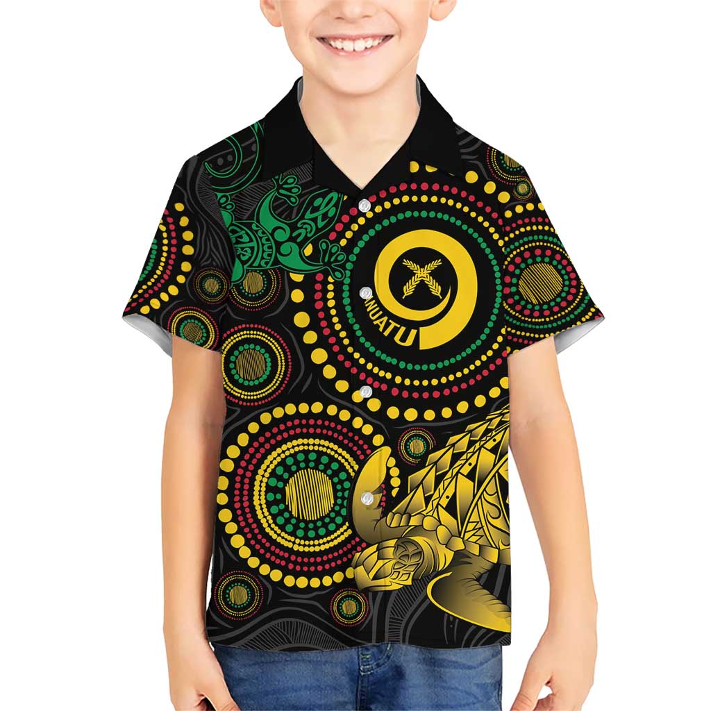 Vanuatu Personalized Aboriginal Arts Hawaiian Shirt Turtle and Iguana Special - Polynesian Pride