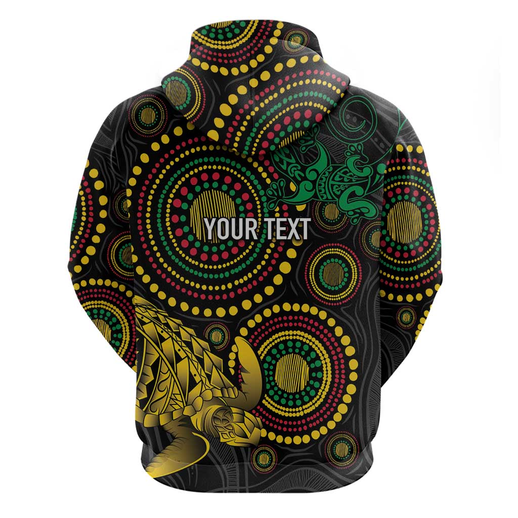 Vanuatu Personalized Aboriginal Arts Hoodie Turtle and Iguana Special LT7 - Polynesian Pride