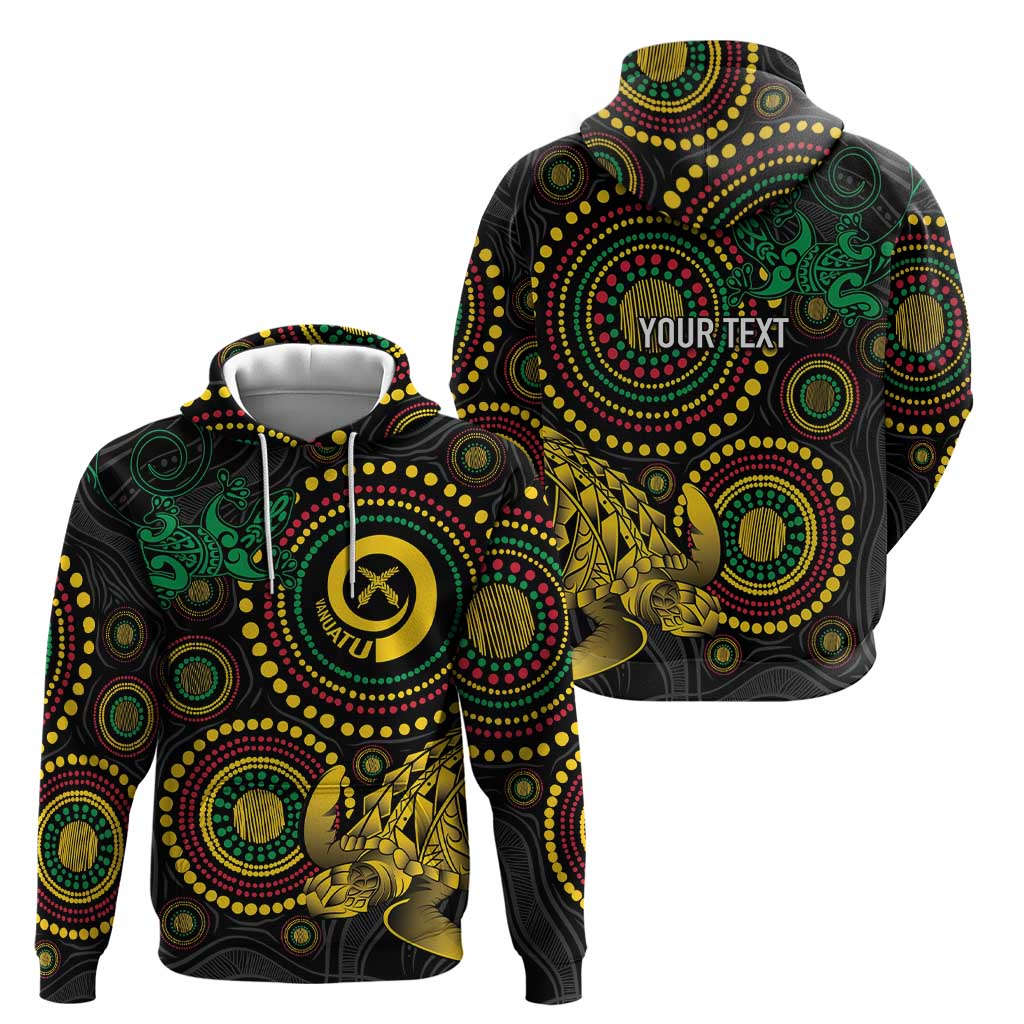 Vanuatu Personalized Aboriginal Arts Hoodie Turtle and Iguana Special LT7 - Polynesian Pride