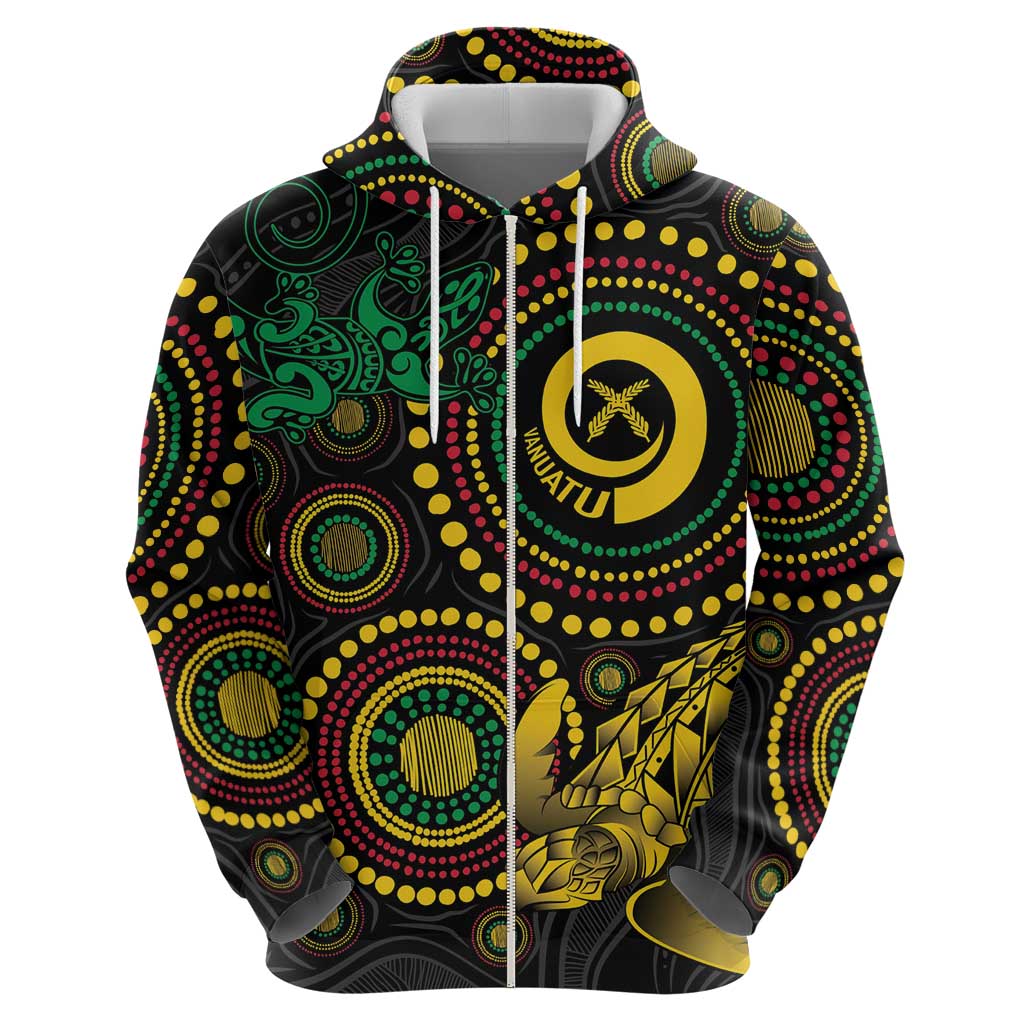 Vanuatu Personalized Aboriginal Arts Hoodie Turtle and Iguana Special LT7 - Polynesian Pride