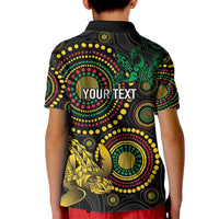 Vanuatu Personalized Aboriginal Arts Kid Polo Shirt Turtle and Iguana Special LT7 - Polynesian Pride