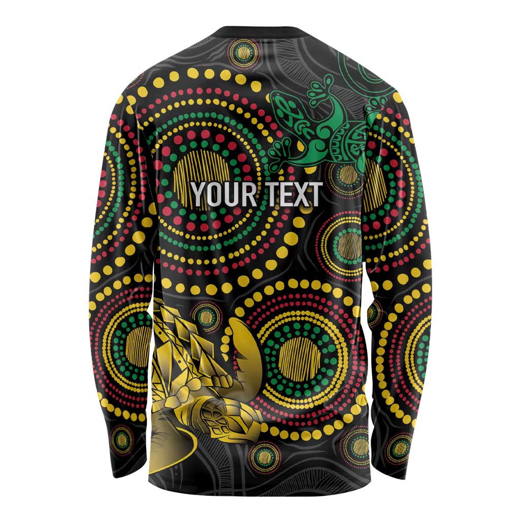 Vanuatu Personalized Aboriginal Arts Long Sleeve Shirt Turtle and Iguana Special LT7 - Polynesian Pride