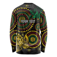 Vanuatu Personalized Aboriginal Arts Long Sleeve Shirt Turtle and Iguana Special LT7 - Polynesian Pride