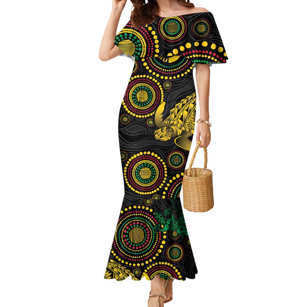 Vanuatu Personalized Aboriginal Arts Mermaid Dress Turtle and Iguana Special - Polynesian Pride