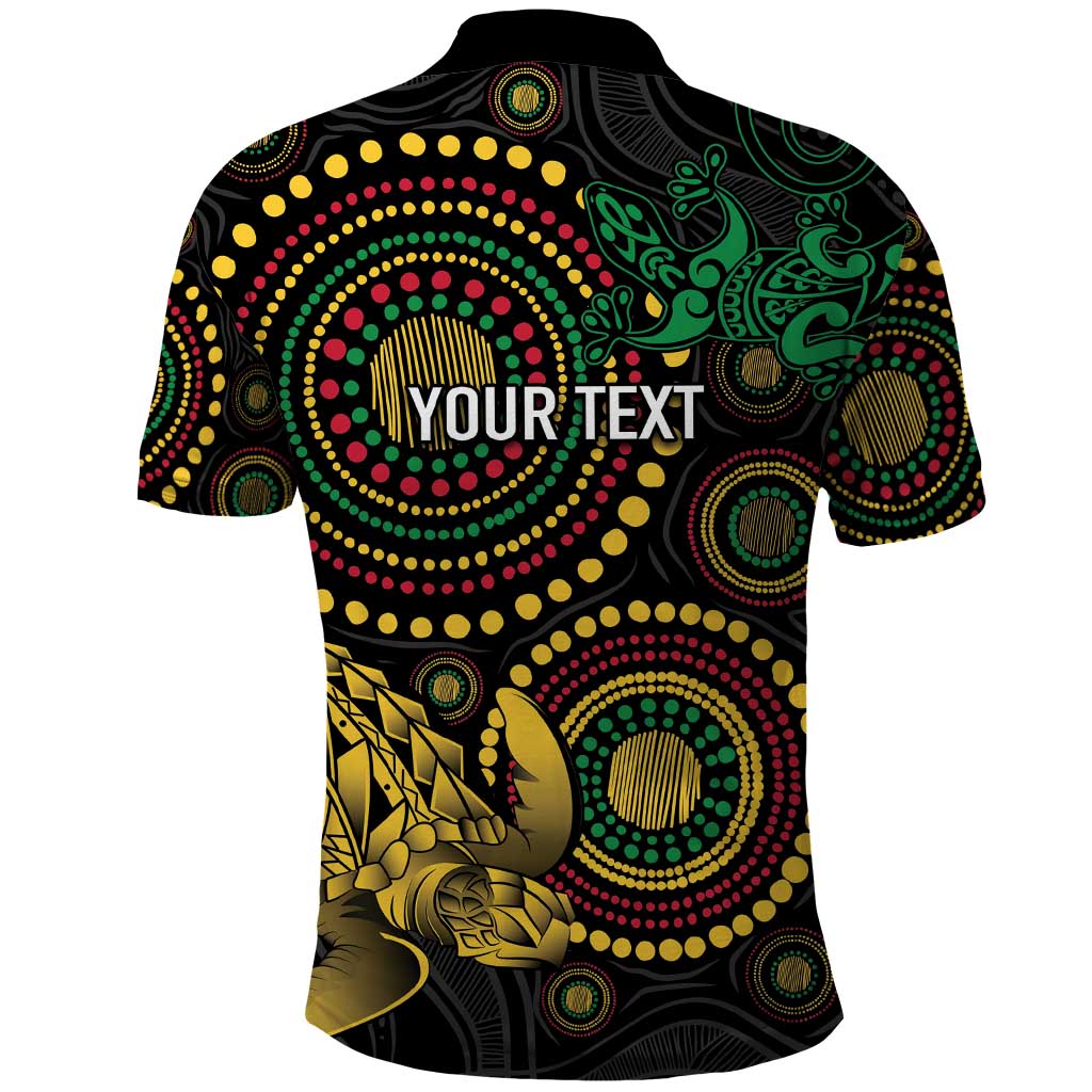 Vanuatu Personalized Aboriginal Arts Polo Shirt Turtle and Iguana Special LT7 - Polynesian Pride