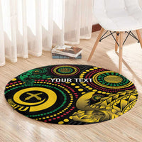 Vanuatu Personalized Aboriginal Arts Round Carpet Turtle and Iguana Special - Polynesian Pride