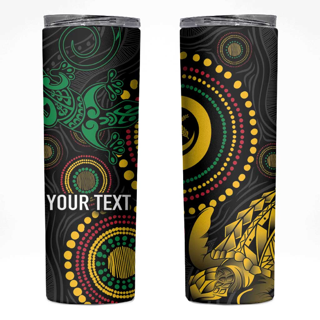 Vanuatu Personalized Aboriginal Arts Skinny Tumbler Turtle and Iguana Special LT7 Colorful - Polynesian Pride