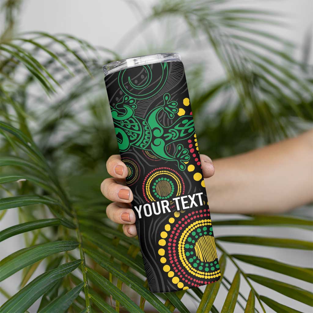 Vanuatu Personalized Aboriginal Arts Skinny Tumbler Turtle and Iguana Special LT7 - Polynesian Pride