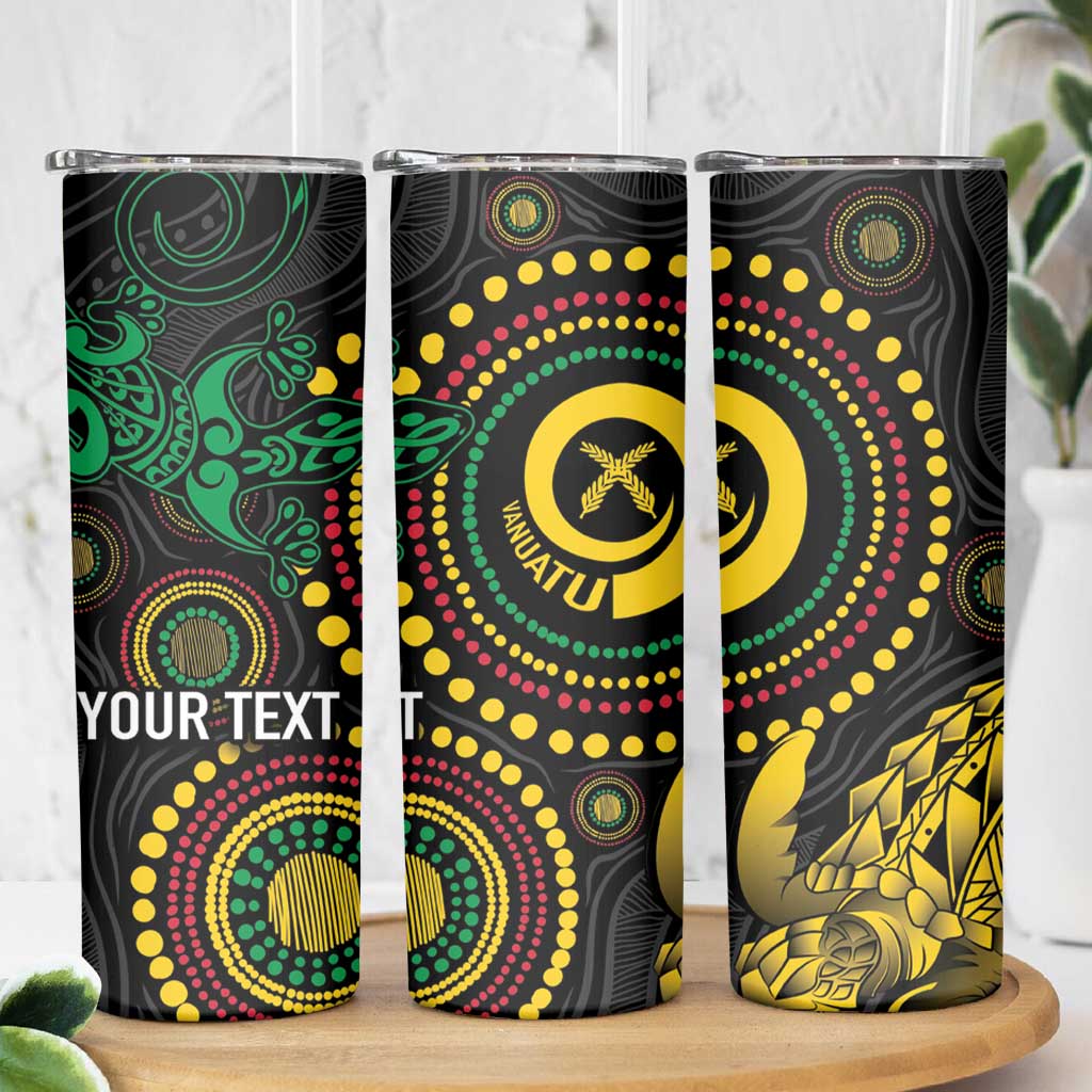 Vanuatu Personalized Aboriginal Arts Skinny Tumbler Turtle and Iguana Special LT7 - Polynesian Pride