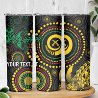 Vanuatu Personalized Aboriginal Arts Skinny Tumbler Turtle and Iguana Special LT7 - Polynesian Pride
