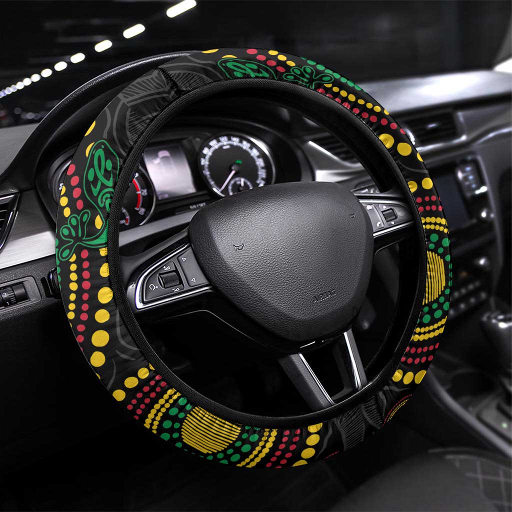 Vanuatu Aboriginal Arts Steering Wheel Cover Turtle and Iguana Special - Polynesian Pride