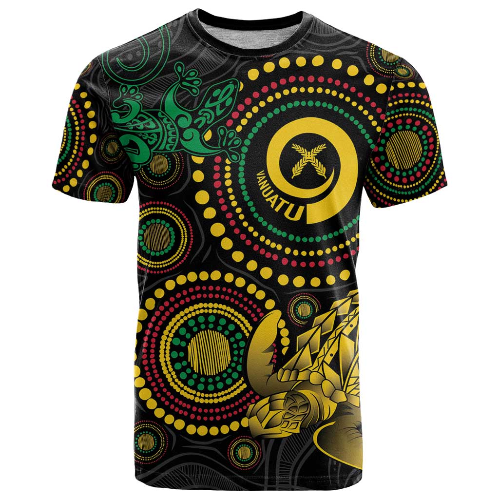 Vanuatu Personalized Aboriginal Arts T Shirt Turtle and Iguana Special - Polynesian Pride