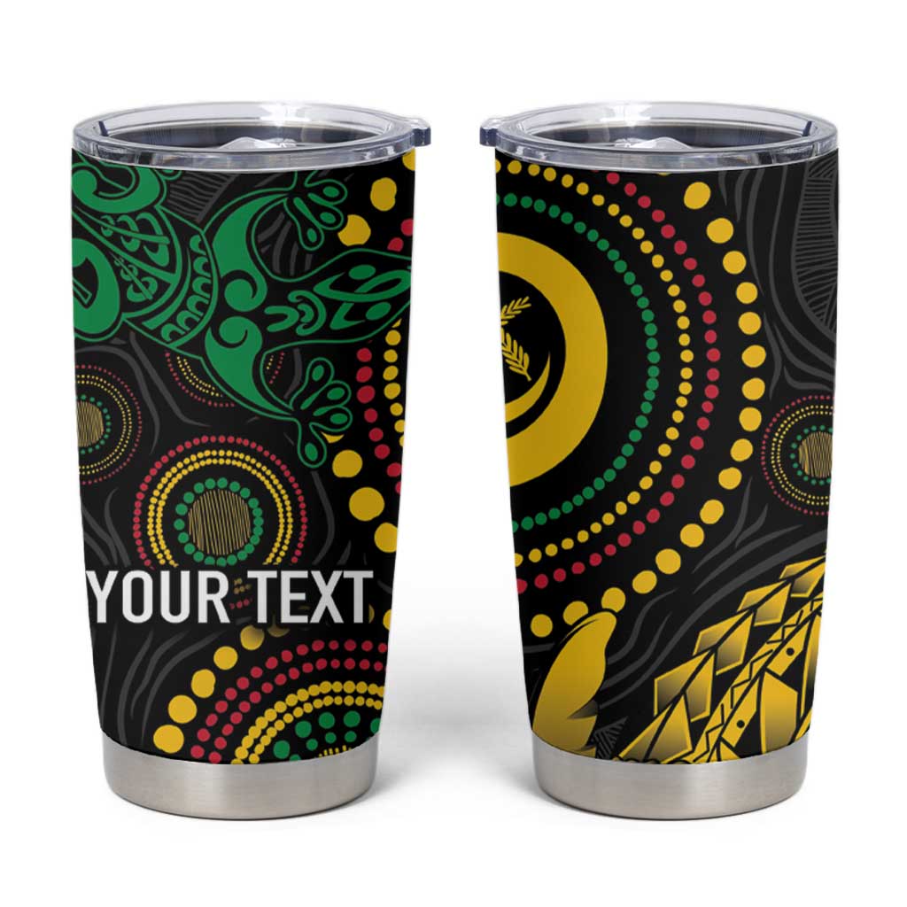Vanuatu Personalized Aboriginal Arts Tumbler Cup Turtle and Iguana Special - Polynesian Pride