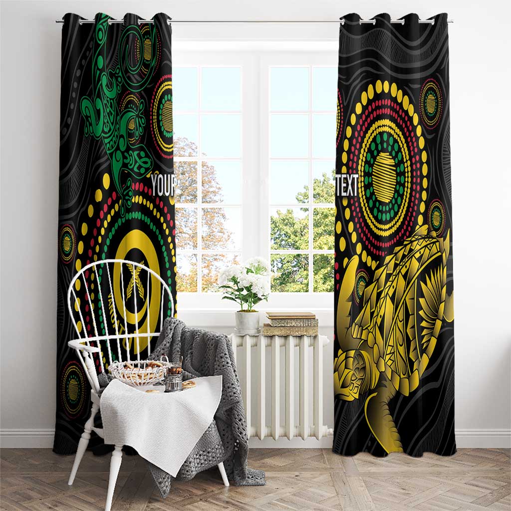 Vanuatu Personalized Aboriginal Arts Window Curtain Turtle and Iguana Special - Polynesian Pride