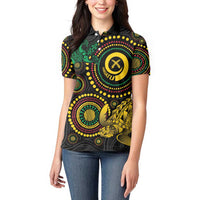 Vanuatu Personalized Aboriginal Arts Women Polo Shirt Turtle and Iguana Special - Polynesian Pride