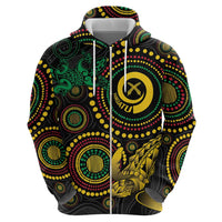 Vanuatu Personalized Aboriginal Arts Zip Hoodie Turtle and Iguana Special - Polynesian Pride
