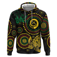 Vanuatu Personalized Aboriginal Arts Zip Hoodie Turtle and Iguana Special - Polynesian Pride