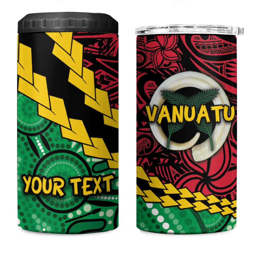 Vanuatu Personalized Tribal 4 in 1 Can Cooler Tumbler Aboriginal Inspired Mix Style - Polynesian Pride