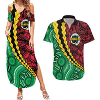 Vanuatu Personalized Tribal Couples Matching Summer Maxi Dress and Hawaiian Shirt Aboriginal Inspired Mix Style - Polynesian Pride