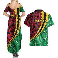 Vanuatu Personalized Tribal Couples Matching Summer Maxi Dress and Hawaiian Shirt Aboriginal Inspired Mix Style - Polynesian Pride