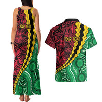 Vanuatu Personalized Tribal Couples Matching Tank Maxi Dress and Hawaiian Shirt Aboriginal Inspired Mix Style - Polynesian Pride
