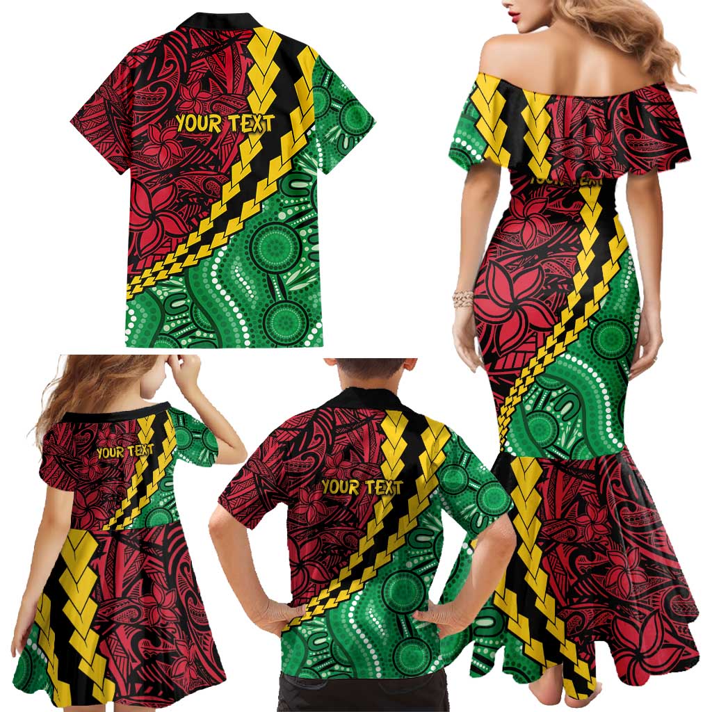 Vanuatu Personalized Tribal Family Matching Mermaid Dress and Hawaiian Shirt Aboriginal Inspired Mix Style - Polynesian Pride