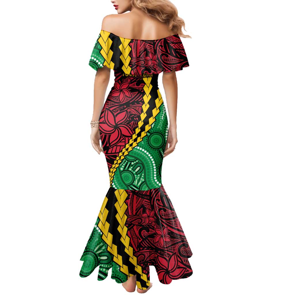 Vanuatu Personalized Tribal Family Matching Mermaid Dress and Hawaiian Shirt Aboriginal Inspired Mix Style - Polynesian Pride