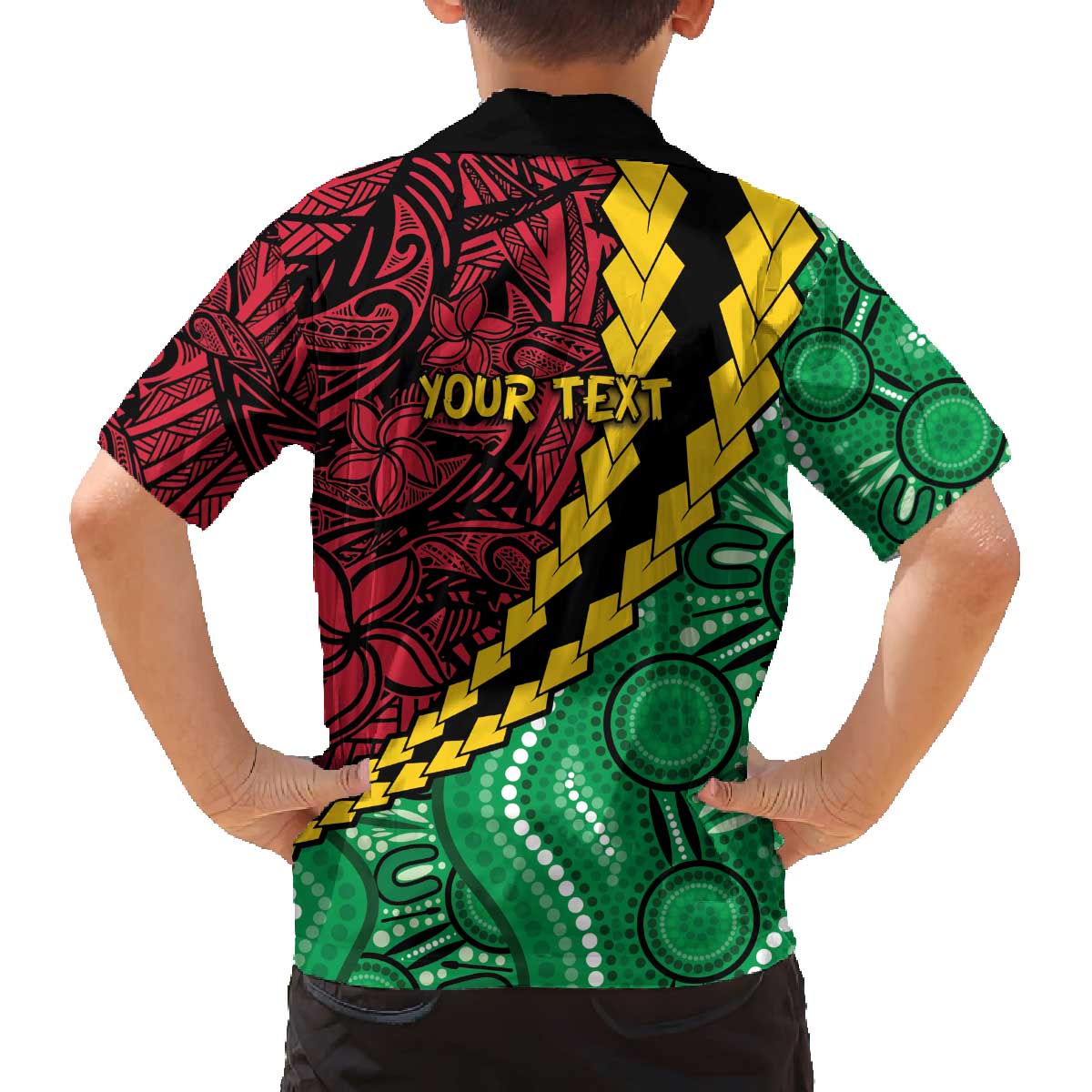 Vanuatu Personalized Tribal Family Matching Off The Shoulder Long Sleeve Dress and Hawaiian Shirt Aboriginal Inspired Mix Style - Polynesian Pride