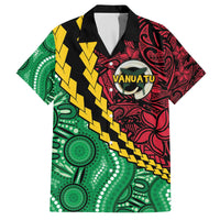 Vanuatu Personalized Tribal Family Matching Off The Shoulder Long Sleeve Dress and Hawaiian Shirt Aboriginal Inspired Mix Style - Polynesian Pride
