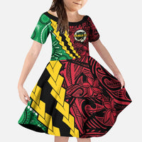 Vanuatu Personalized Tribal Family Matching Summer Maxi Dress and Hawaiian Shirt Aboriginal Inspired Mix Style LT7 Daughter's Dress Colorful - Polynesian Pride